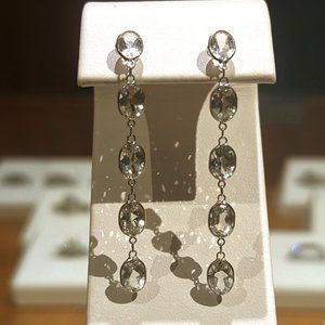 9.08 CARATS WHITE TOPAZ DANGLE EARRINGS IN 18K WHITE GOLD